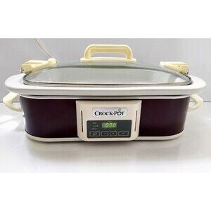 Crock Pot 3.5 Qt Casserole Slow Cooker Burgundy Red Locking Lid WORKS